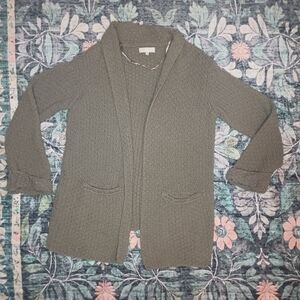 Benedetta  B Italy Crochet Open Cardigan Womens Medium Taupe Neutral Lagom